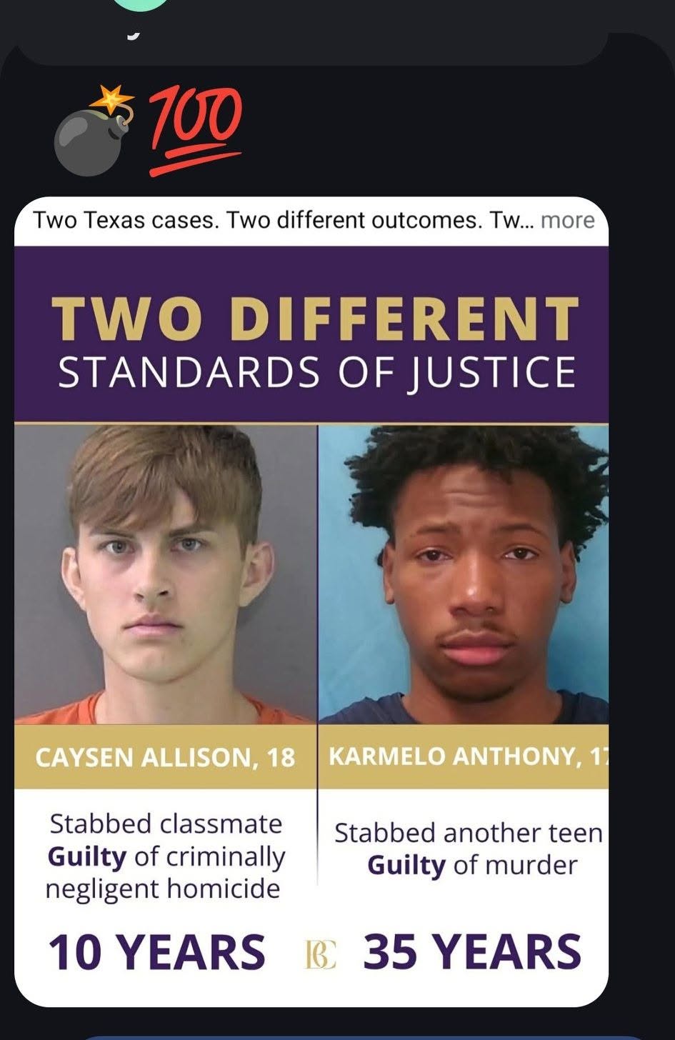 Caysen Allison, Carmelo Anthony Belton Texas, Murder-Stabbing: Two Verdicts, Two Lives Lost, And A Debate About Justice